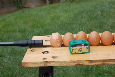 Otro experimento. 

   ¿Cuantos huevos puede romper una carabina?   

Material usado:

* Carabina GAMO 30