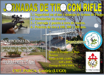 Hola a todos,

os informo de una tirada que vamos a realizar en el Campo Militar de Tiro de Parga, en 00