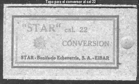 Hola:

He encontrado esta fotografia del convertidor al calibre 22 de los modelos "Star super".

No 70