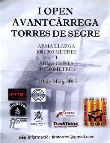 El proximo 19 de Mayo se celebrara en el campo de tiro de Torres de Segre (Lleida) el primer open de avancarga 00
