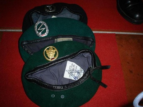 Se venden estas tres boinas del ejercito aleman de los años 90.
Las verdes son talla 57 y 58.
La azul, 01