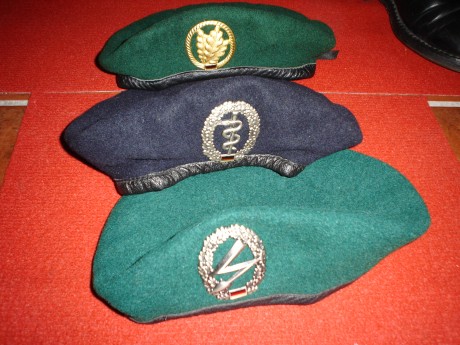 Se venden estas tres boinas del ejercito aleman de los años 90.
Las verdes son talla 57 y 58.
La azul, 00