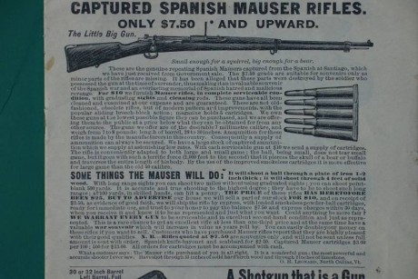 Mira a que precio se vendian los mauser capturados tras la guerra Hispano-Americana.

El anuncio no tiene 00
