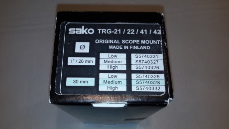 Vendo montura original Sako TRG QD, nuevas a estrenar. Son de montaje rapido.
Sirven para carril original 02