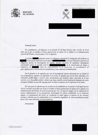 Hace poco mas de un mes presenté una reclamación contra un Guardia Civil de mi intervención que se inventa 00