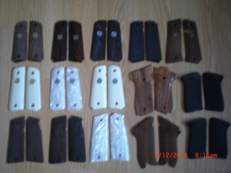 :cow: Vendo cachas para revólver S&W armazón K/L en madera, nacarina y neopreno; para pistolas Colt 01