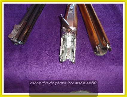 hola
vendo escopeta Kromson  modelo sk80 para plato
calibre 12/70
cañones 74 cm   ( 1 y 2 estrellas)
posibilidad 40