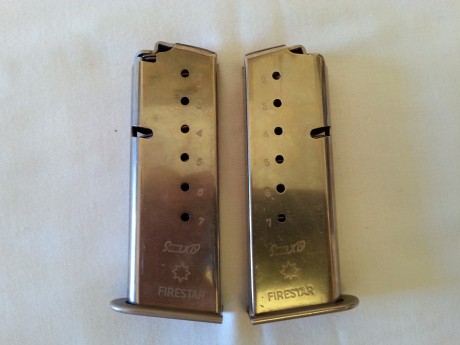 Se vende cargadores para pistola STAR modelo FIRESTAR calibre 9x19, capacidad de 7 cartuchos.
En cromo 00