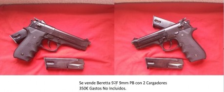 Se vende Beretta 92FS 9PB  con 2 Cargadores , 2 cachas y funda.
El arma tiene alzas milimétricas. 00