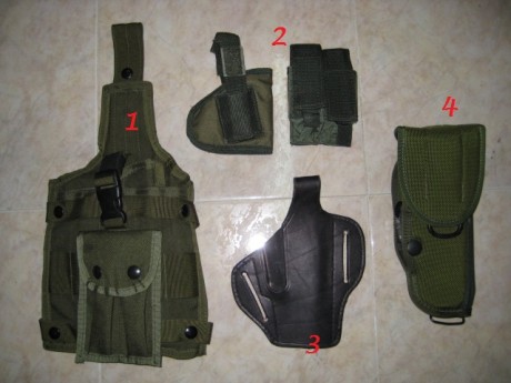 Hola, vendo el siguiente artículos  

1. Funda Blackhawk pra Beretta 92,  HK USP Standar , LLAMA M-82 00