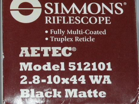 Vendo visor Simmons Aetec 2,8-10X44, con retícula Truplex, gran angular. Está como nuevo, tan sólo se 00