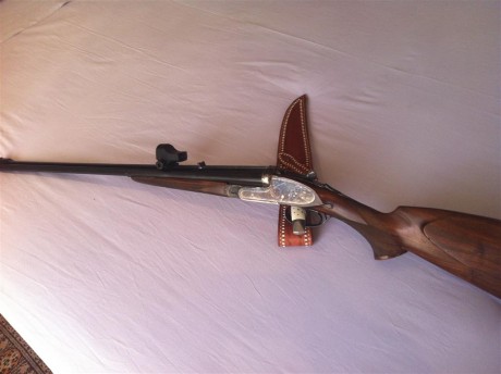 VENDO espectacular rifle Victor Sarasqueta, Express de pletinas largas, todo completamente grabado, en 00