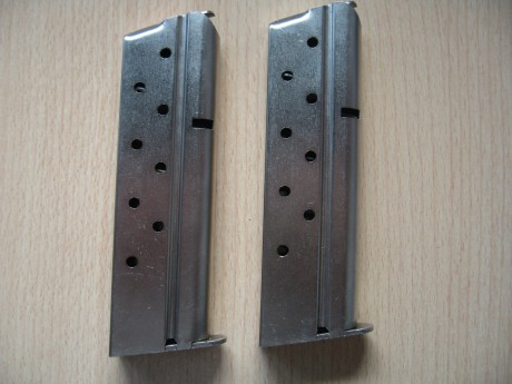Dos cargadores 1911 COLT38 super auto / 9mm nuevos,yo he usado otros dos en una STI Troja de 9mm perfectamente.50 00