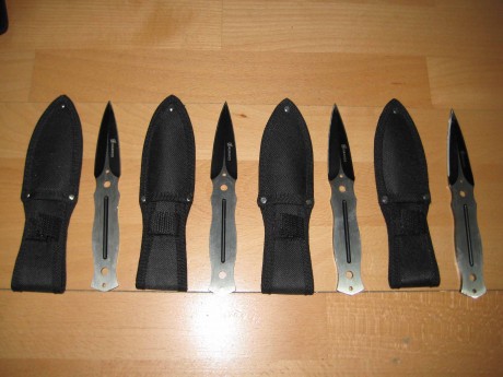 Vendo los siguientes cuchillos, sin usar y filo de fabrica a excepción de los 4 lanzadores Albainox, que 20