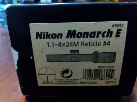 PUES ESO , vendo este visor flamante nikon monarch E , 1.1-4x24M reticula 4 , el precio es de 525 euros 01