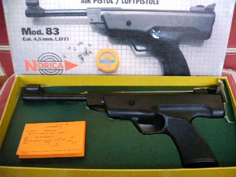 Vendo pistola Norica Modelo 83 en impecable estado. Made in Spain.  Muy poco uso. Dispone de seguro automático 02
