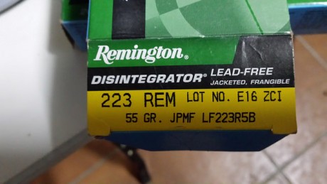 50 Remington Disintegrator frangibles de 55 gr.
50 Fiocchi FMJ de 62 gr.
166 Santa Bárbara de 62 gr SS-109
Precio 02