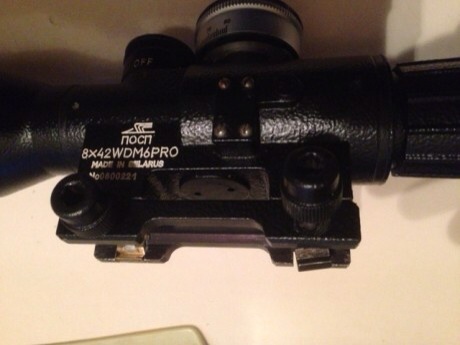 Cambio visor POSP 8x42 con monturas tipo Weaver. Retícula mil Dot con iluminación, interesados por privado, 02