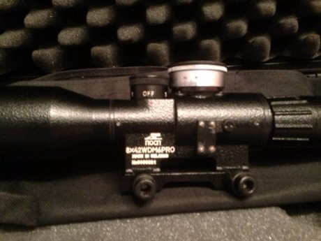 Cambio visor POSP 8x42 con monturas tipo Weaver. Retícula mil Dot con iluminación, interesados por privado, 00