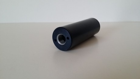 Silenciador lobo mini de aluminio anonizado. De 10 cms de longitud y tres camaras. Hecho por encargo. 00