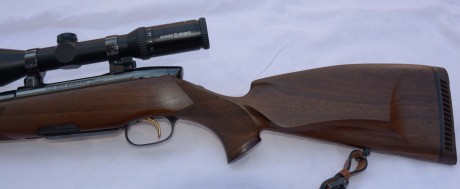 VENDO Rifle Steyr Mannlicher Luxus 7 mm Remington Magnum con visor Schmidt & Bender Klassik 1.5-6x42.
Montura 00