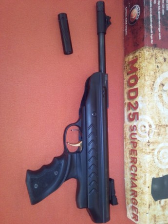Se vende pistola hatsan de aire comprimido, mono tiro, de alta potencia, del calibre 4,5mm, equipada con 01