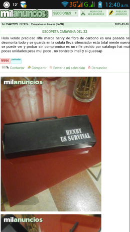 Uno pide por un Pietta niquelado con sus certificados, 2000 euros, jajaja.

Y el otro anuncio, no comete 42