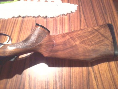 Rifle de alta gama, culata y guardamanos en madera grado 4, alza y punto de mira de alto contraste, cerrojo 10