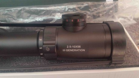 Vendo mira 2,5x10x50 nueva, no se ha montado en ningún arma reticula iluminada rojo y verde y rued de 01