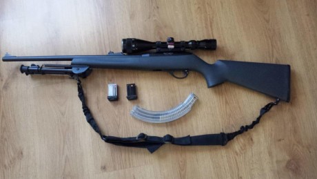 Se vende esta maravillosa Remington 597 Cal. 22 lr, con culata sintética, 2 cargadores de 10 disparos 01