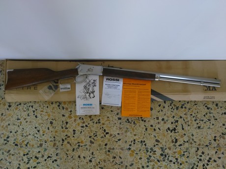 Rifle de palanca marca Rossi de Acero Ionxidable, calibre 45 Long Colt
 Cañon rayado de 24 pulgadas. Excelente 11