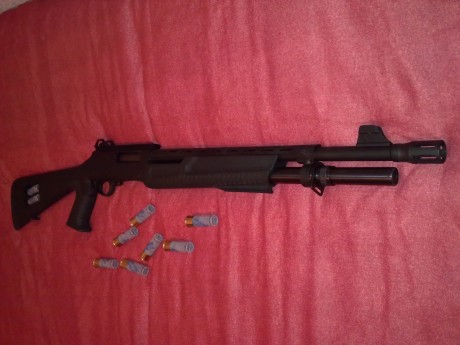   Hola Chic@s!

Vendo mi Hatsan MP táctica de corredera, calibre 12/76 (12 Magnum - capacidad 7+1) con 00