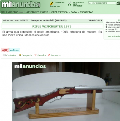 Uno pide por un Pietta niquelado con sus certificados, 2000 euros, jajaja.

Y el otro anuncio, no comete 90