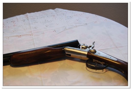 Vendo escopeta paralela, marca EX, calibre 16 de perrillos, con cañones de 71 cm de longitud, con choque 00