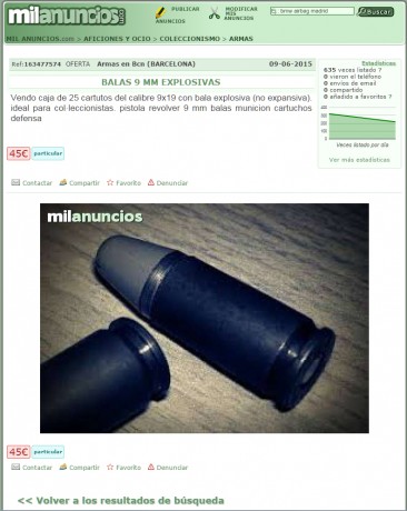 Uno pide por un Pietta niquelado con sus certificados, 2000 euros, jajaja.

Y el otro anuncio, no comete 10