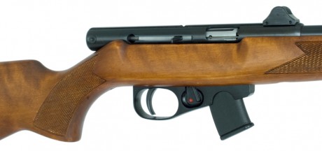 Me acabo de comprar una carabina del .22 LR fuerte, de oferta, nueva, con cuatro cargadores, semiautomática, 20