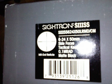 Visor Sightron SIII 6-24x50 (SIIISS624LRMD/CM) Reticula mil dot en segundo plano a 24X y clicks de 0,1 30