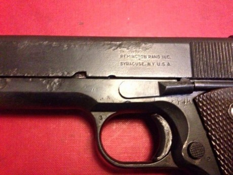Pistola fabricada por remington en 1945 por el número de serie es de las ultimas que se fabricaron, tiene 12