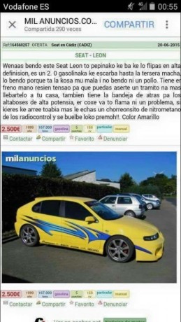 Uno pide por un Pietta niquelado con sus certificados, 2000 euros, jajaja.

Y el otro anuncio, no comete 80