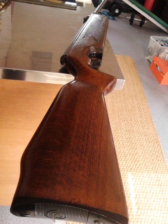 Hola, magnìfica máquina de precisión en estado perfecto de madera y pavón 
 calibre .177 
 precio 140 01