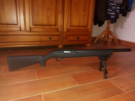 Hola, pongo en venta una ruger 10/22 tactical con cañón bull en espiral, la carabina funciona perfectamente 02