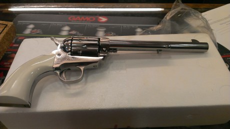 Vendo revolver 45 Long Colt Nickel con un cañon de 7" 1/2 con cachas blancas PRECIOSO
El precio es 01