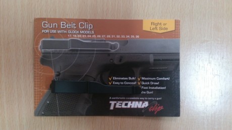 Buenas,

   Vendo clip TECHNA para pistolas glock. Accesorio para portar el arma cómodamente sin funda 02