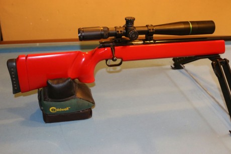 Magnífica carabina anschutz del calibre 22 con gran precisión, en color rojo Ferrari.  Ideal para fclass 01