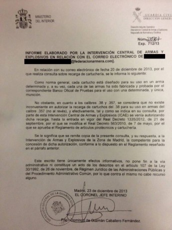 Buenas noches:

Necesito saber si el ICAE tiene autorizada la compra y el uso de munición del 38 Spl a 40