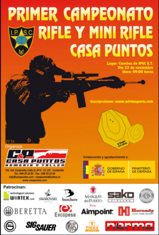Trofeo casapuntos de rifle y minirifle ipsc
Dia 22 de noviembre
Campo de tiro anzoain. navarra
8 stages
175 00