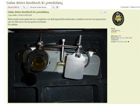 Hola,vendo estas gafas de tiro completas con diafragma,filtros,laterales y maletin nuevas con poquisimo 20