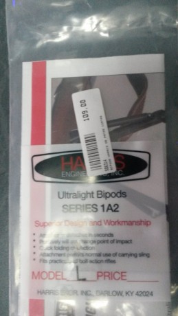 Bipode Harris Series 1A2 
Precio 80 €
Nuevo cuest 109 €
Ver fotos, en perfecto estado.

En Madrid

Se 01