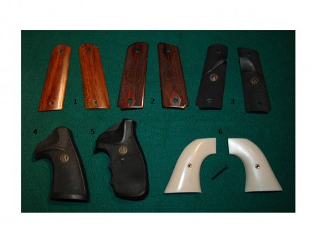 Vendo las siguientes cachas:

1.- Llama Extra a 30 €
2.- STI a 25 €
3.- 1911 a 25 €
4.- Astra 38/357 a 00