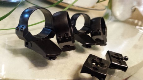 Para tubos de  1 " y de 30 mm. Son de acero.
Regalo las bases q no sé para qué modelo de rifle son 02